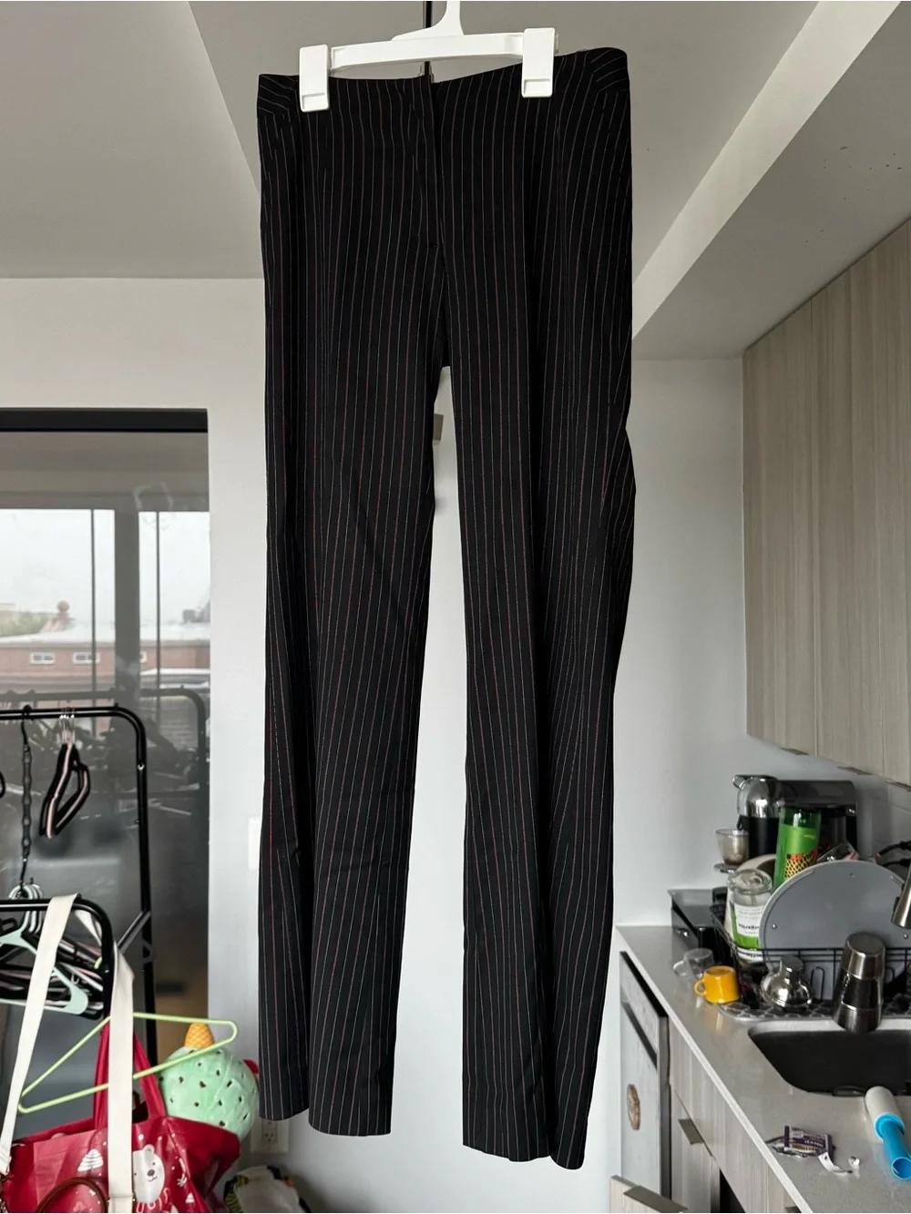 Vintage United Colors of Benetton Pinstripe Pants Size 38 Y2K Low Rise Goth - Picture 2 of 12